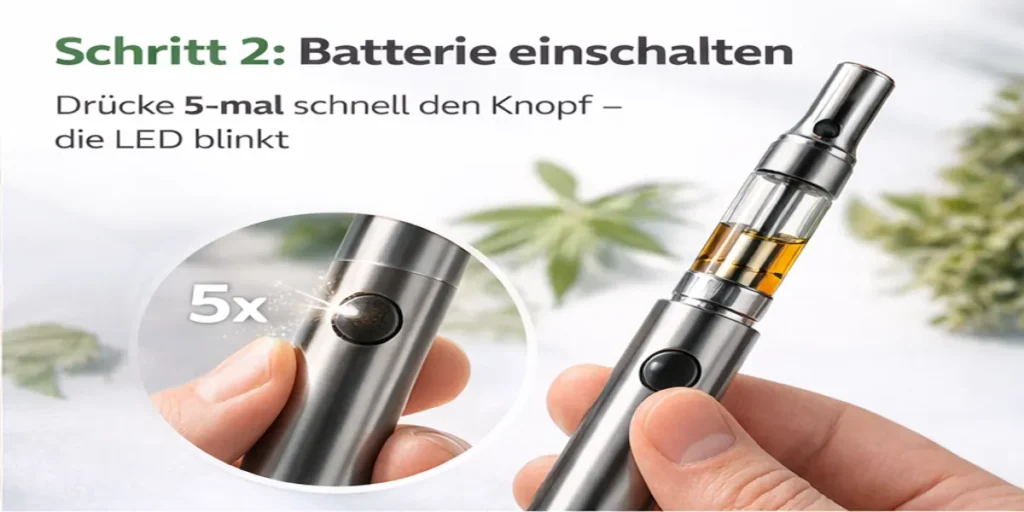 CCELL M3B Batterie einschalten mit 5 Klicks