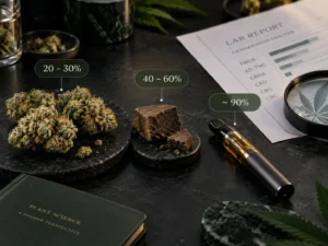 THCA-Gehalt bei Blüten, Hash und Vapes im Vergleich