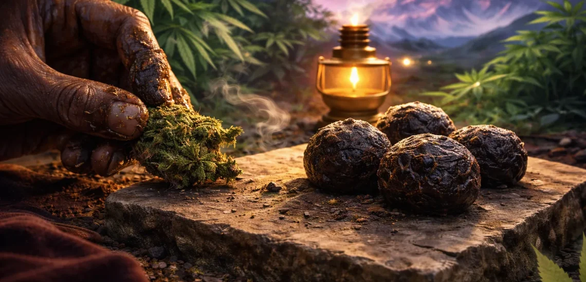 Charas Hash – traditionelle Herstellung durch Handreiben der Cannabisblüten